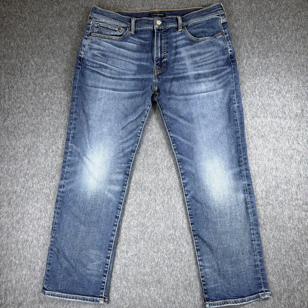 Lucky Brand Jeans Mens 34x27 Blue Medium Wash Cotton Stretch 223 Straight Fit